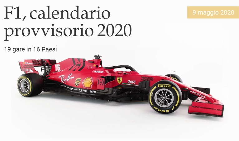 F1, calendario provvisorio 2020