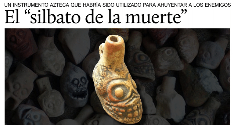 Silbato Azteca De La Muerte - Réplica En Resina, Forma De Calavera, Sonido De Alta Intensidad, Decoración Y Ritual