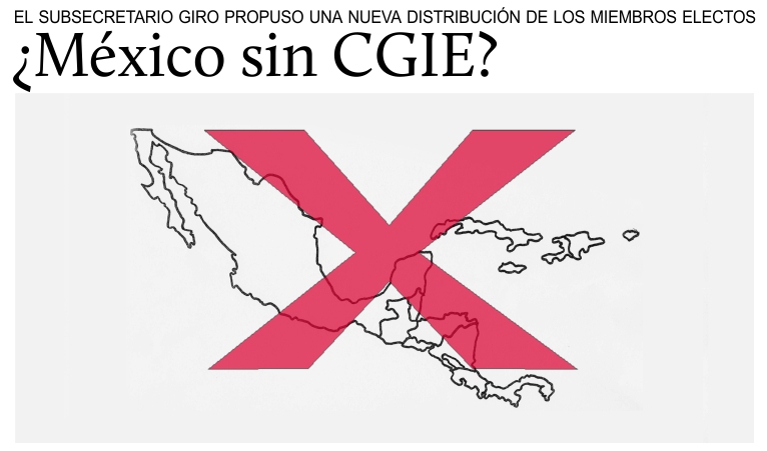 M�xico sin representante del CGIE, seg�n la propuesta del Ministerio de Relaciones Exteriores.