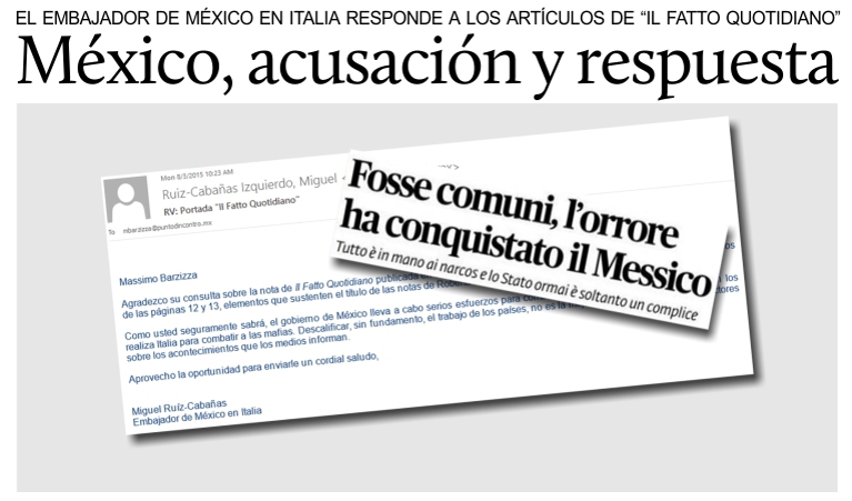M�xico, �Il Fatto Quotidiano� acusa, el Embajador en Italia responde.