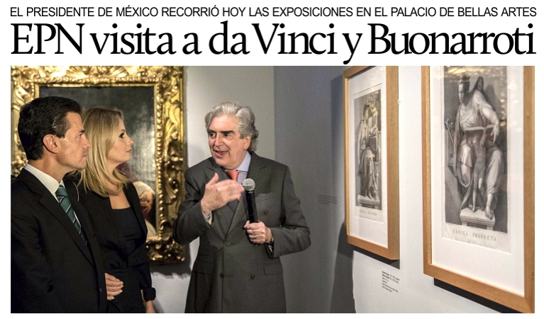 M�xico, el Presidente Pe�a visita las exposiciones de Leonardo y Miguel �ngel.