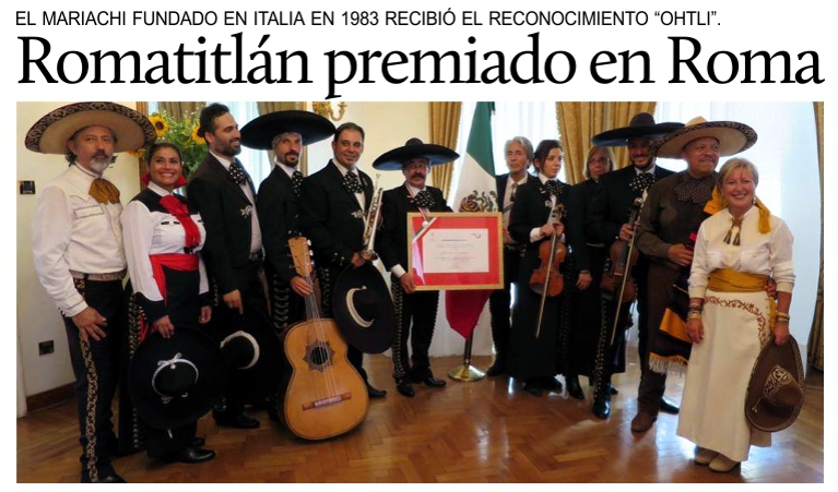 El gobierno mexicano premia al Mariachi Romatitl�n en Italia.