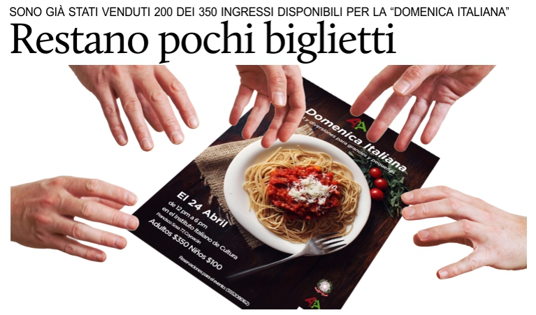 Restano pochi biglietti disponibili per la �domenica italiana� del 24 aprile.
