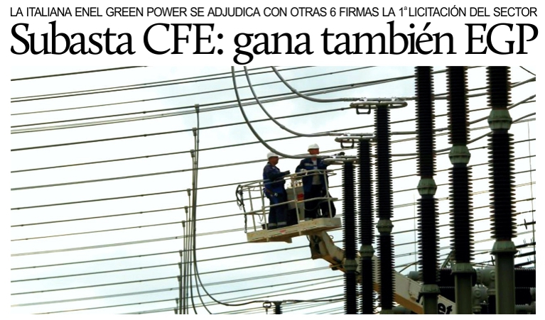 Enel Green Power entre los ganadores de la 1� subasta del mercado el�ctrico en M�xico.
