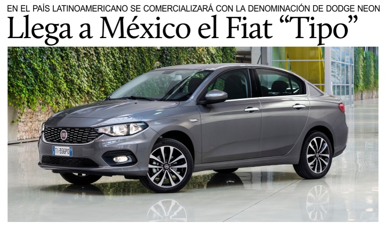 Llega a M�xico el Fiat �Tipo�. Se llamar� Dodge Neon.