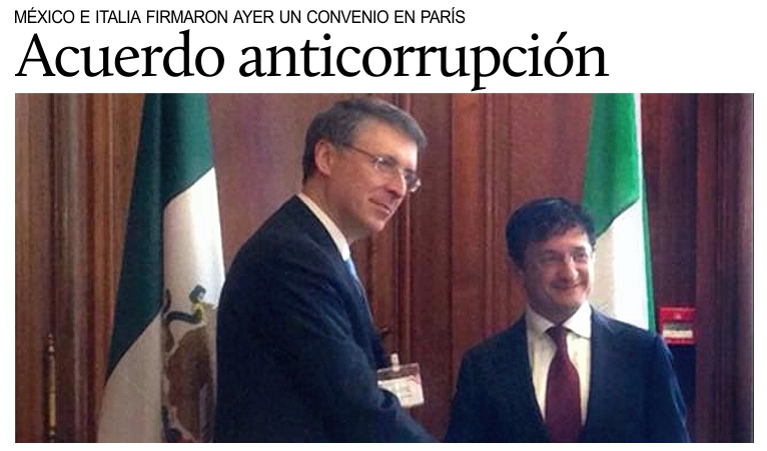 M�xico e Italia firman convenio contra redes de corrupci�n.