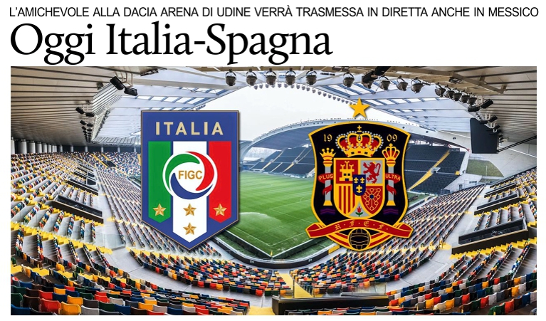 Oggi a Udine l'amichevole Italia-Spagna.
