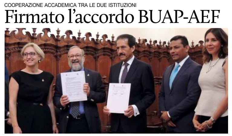 Firmato l'accordo tra la BUAP e l'Accademia Europea di Firenze.