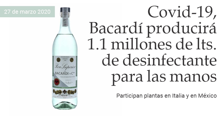 Bacard producir desinfectante para manos