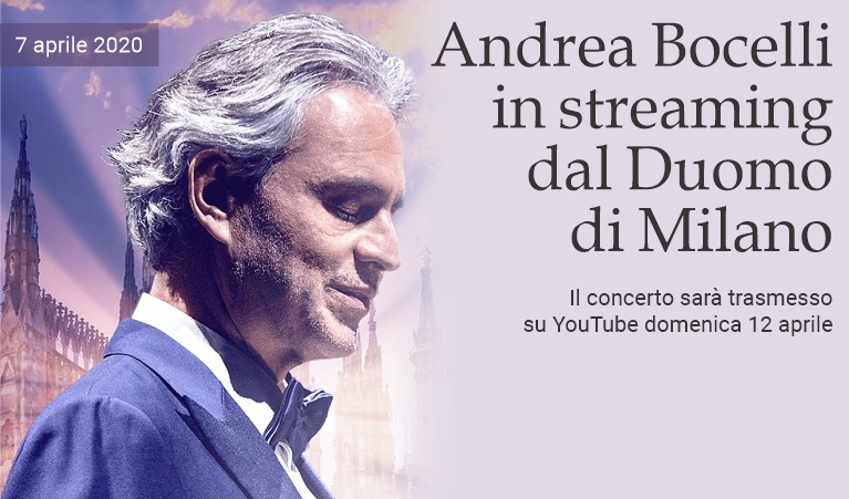Andrea Bocelli in streaming dal Duomo di Milano