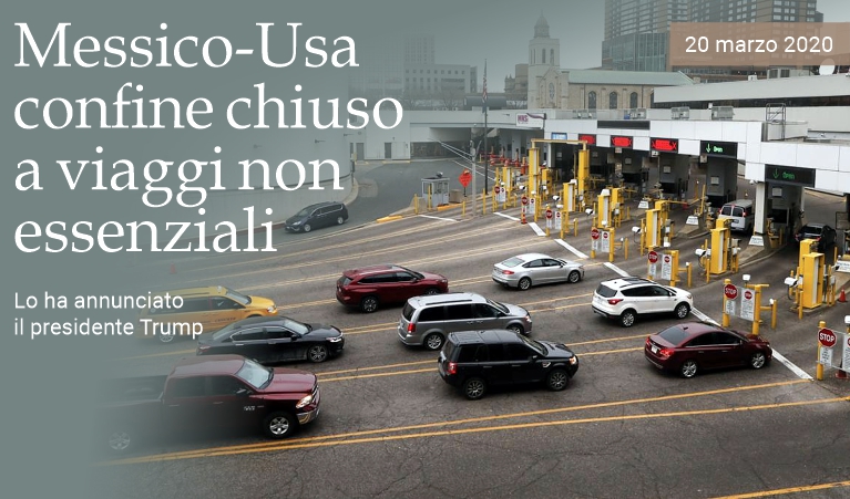 Messico-Usa: confine chiuso a viaggi non essenziali