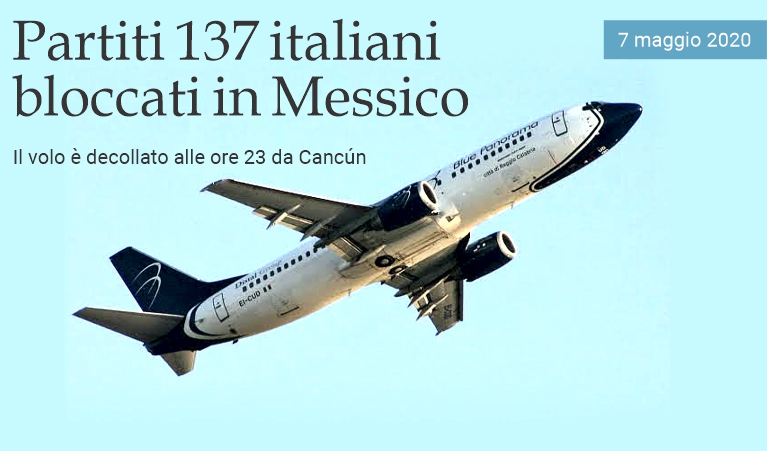 Partiti 137 italiani bloccati in Messico