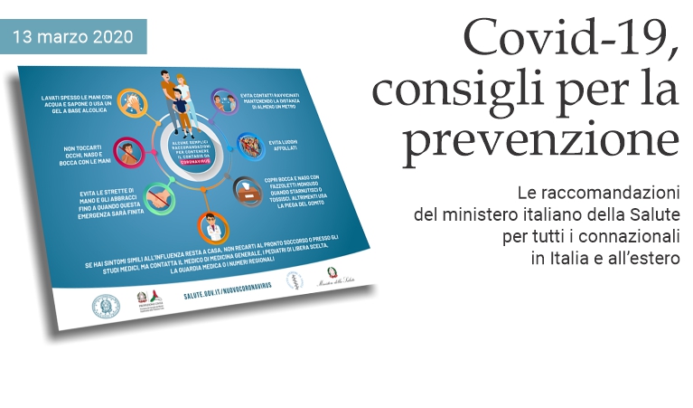 Covid-19, raccomandazioni per la prevenzione