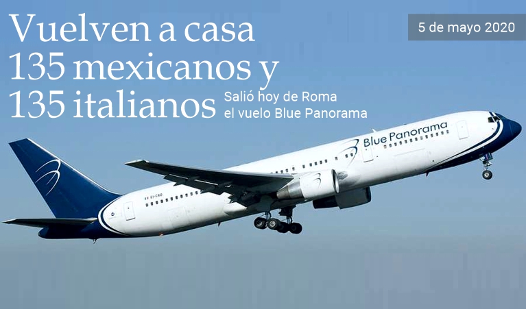 Vuelo de regreso para 135 mexicanos y 135 italianos