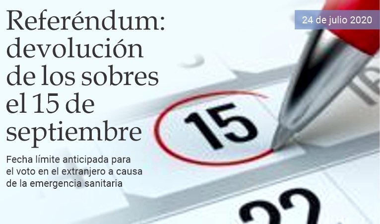 Refer�ndum: devoluci�n de sobres el 15 de septiembre