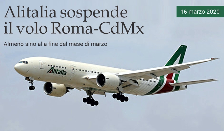 Alitalia sospende il volo Roma-Citt� del Messico