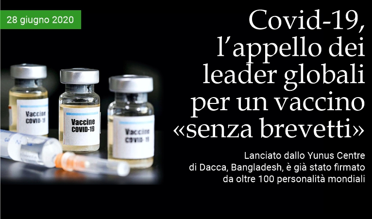 Covid-19, l'appello per un vaccino �senza brevetti�